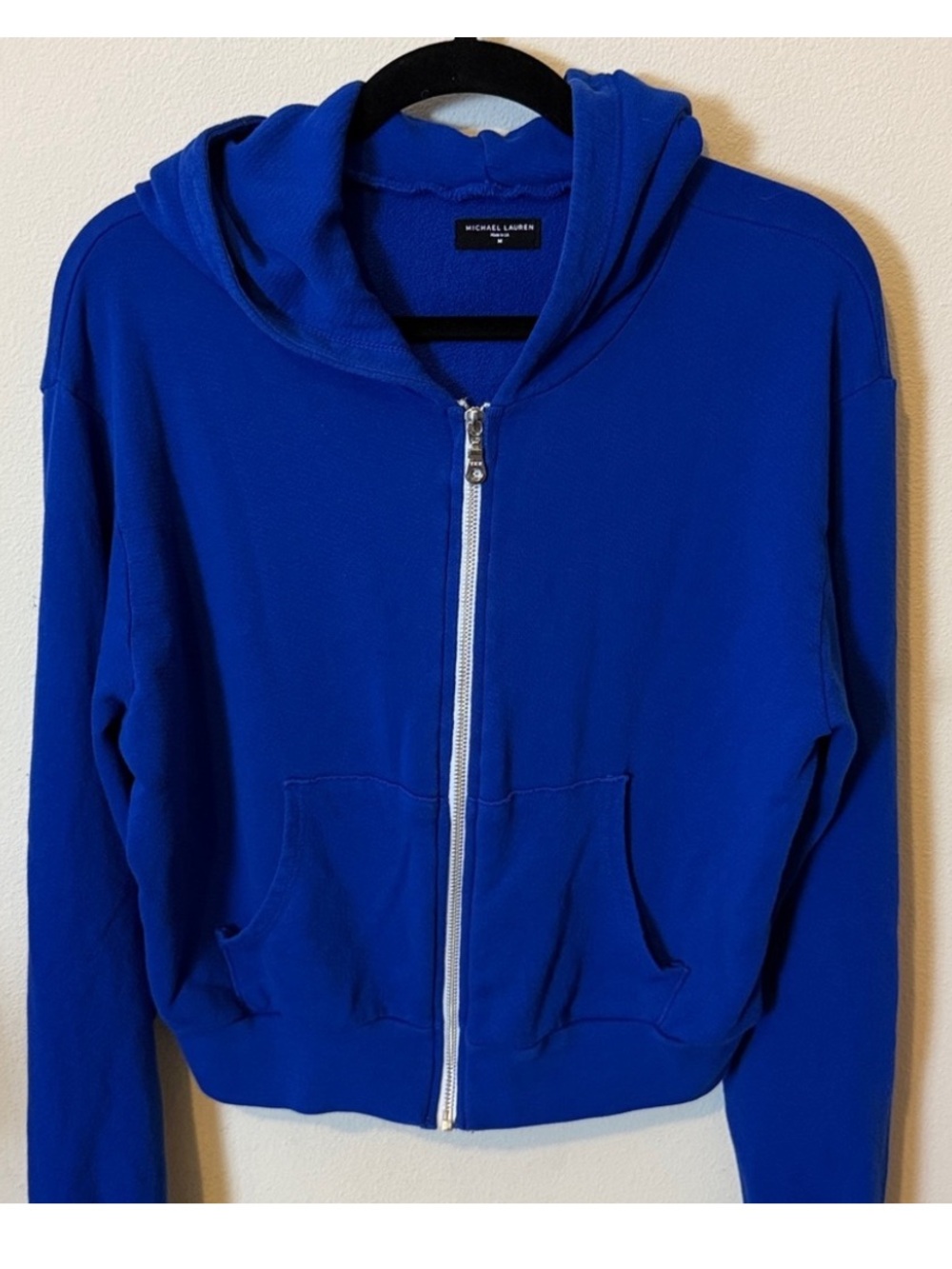 Michael Lauren Royal Blue Crop Zip Hoodie